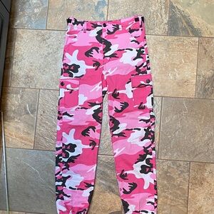 Kids Pink Camo Cargo Pants - Casual Everyday Wear
